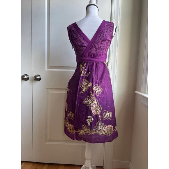 Esprit Collection Purple Embroidered Wrap Dress - Size 10 - Picture 3 of 8
